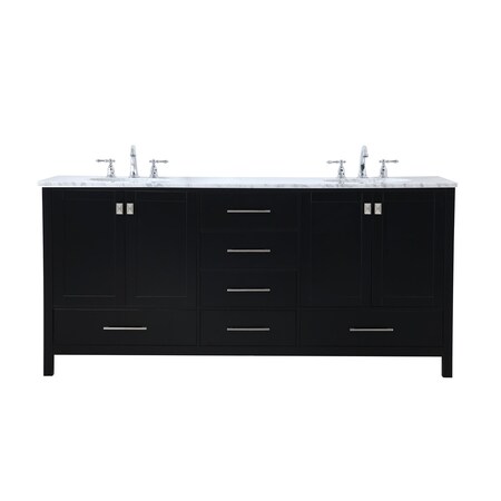 Elegant Decor 72 Inch Double Bathroom Vanity In Black VF18972DBK